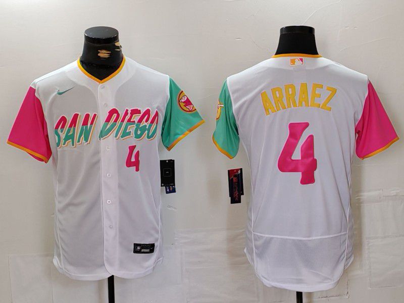 Men San Diego Padres #4 Arraez White City Edition Elite Nike 2024 MLB Jersey style 3